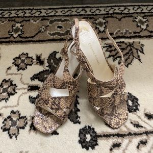 Snakeskin sandals wedges with cork Etienne Aigner 8 1/2 M